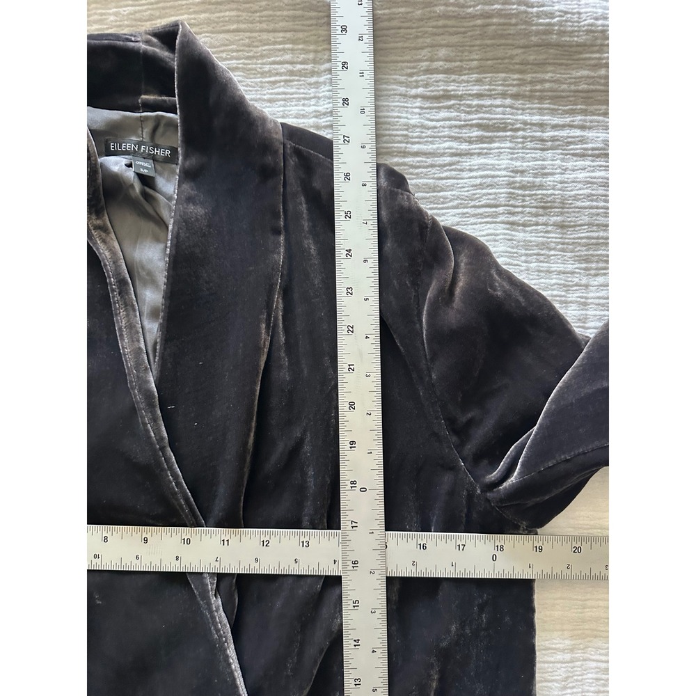 Eileen Fisher Silk Blend Velvet Open Front Blazer Jacket Gray S - Picture 6 of 8